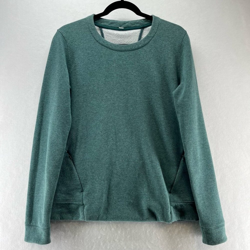 Lululemon Sweatshirt Womens Size 10 &go Endeavor Long Sleeve Cotton Fleece Green